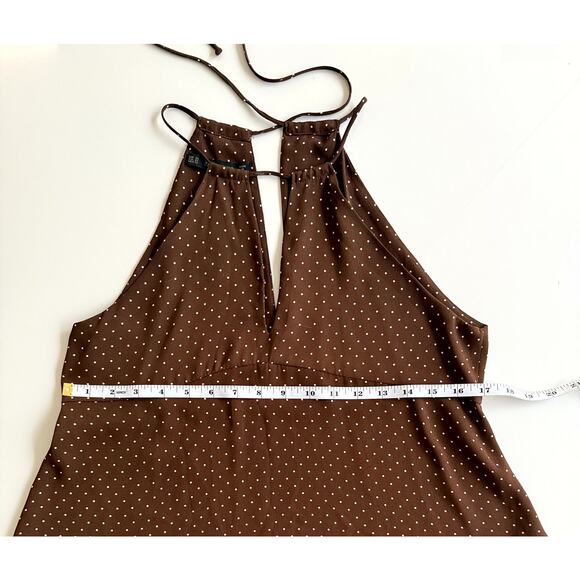 Zara Basic Brown White Polka Dot Sleeveless blouse XS - Picture 6 of 9